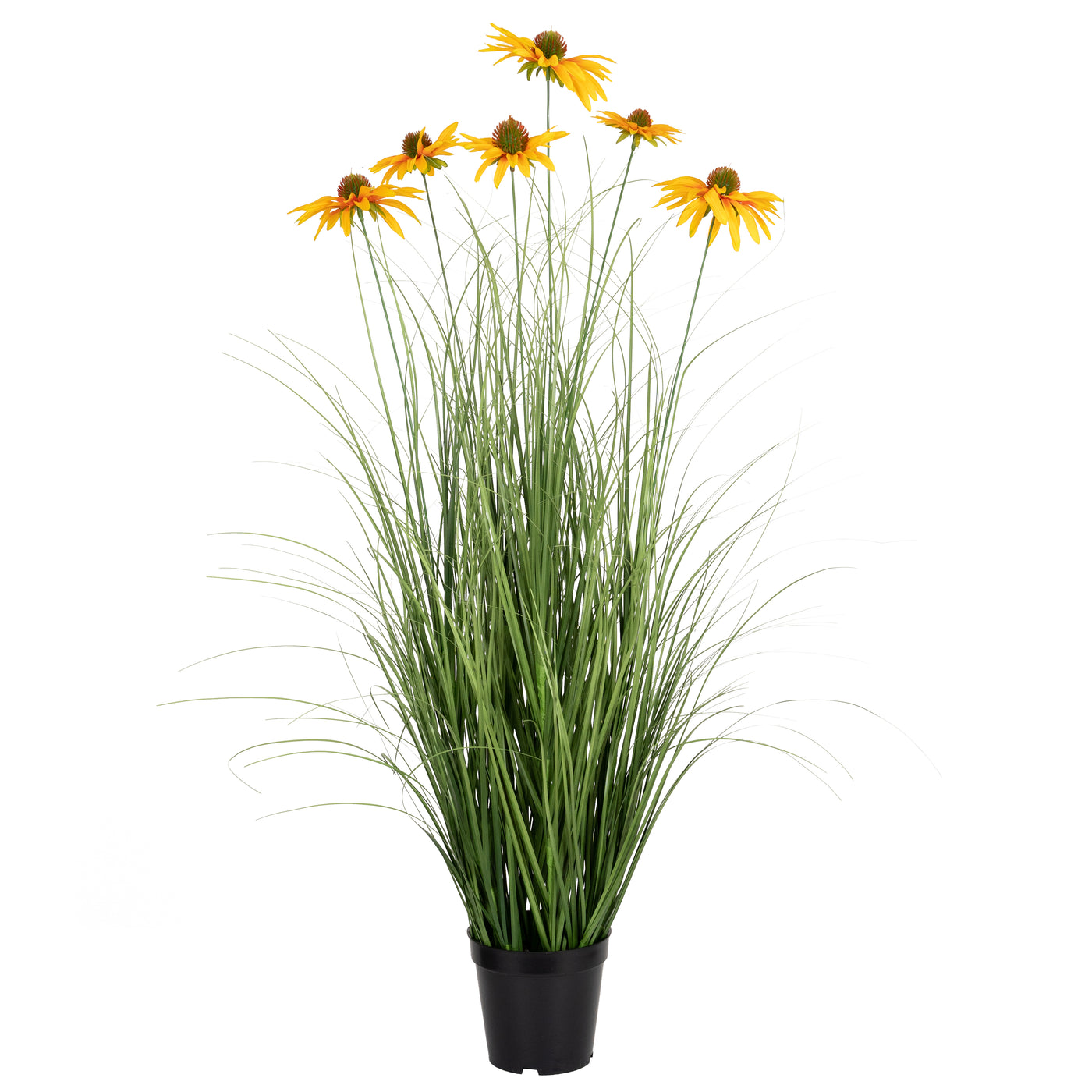 Iarba artificiala Onion 90 cm cu 6 flori galbene de crizantema