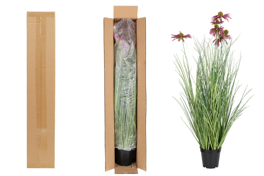 Iarba artificiala Onion 90 cm cu 6 flori mov de crizantema