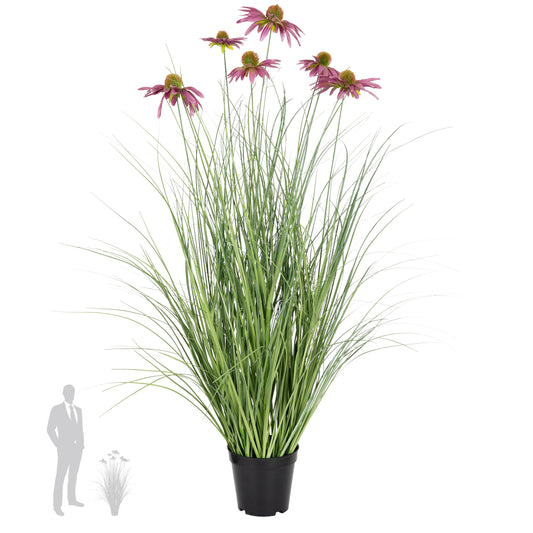 Iarba artificiala Onion 90 cm cu 6 flori mov de crizantema