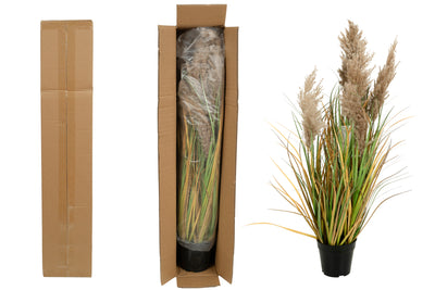 Iarba artificiala Onion 90 cm cu 7 flori naturale de pampas bej