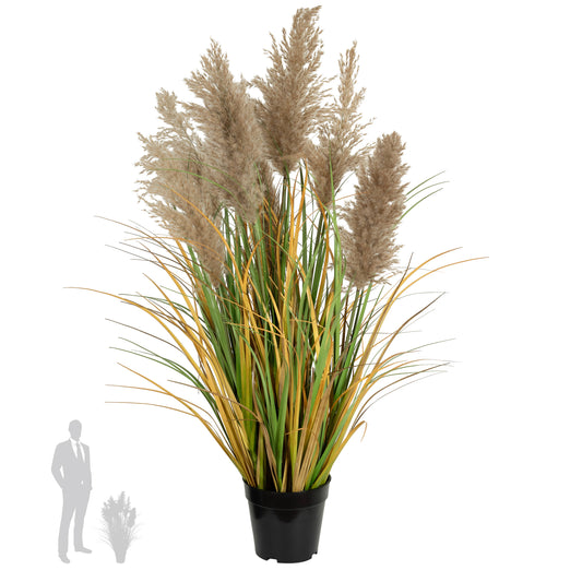 Iarba artificiala Onion 90 cm cu 7 flori naturale de pampas bej