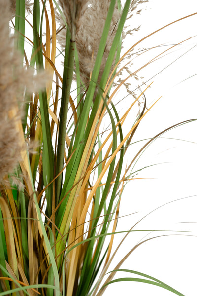 Iarba artificiala Onion 90 cm cu 7 flori naturale de pampas bej