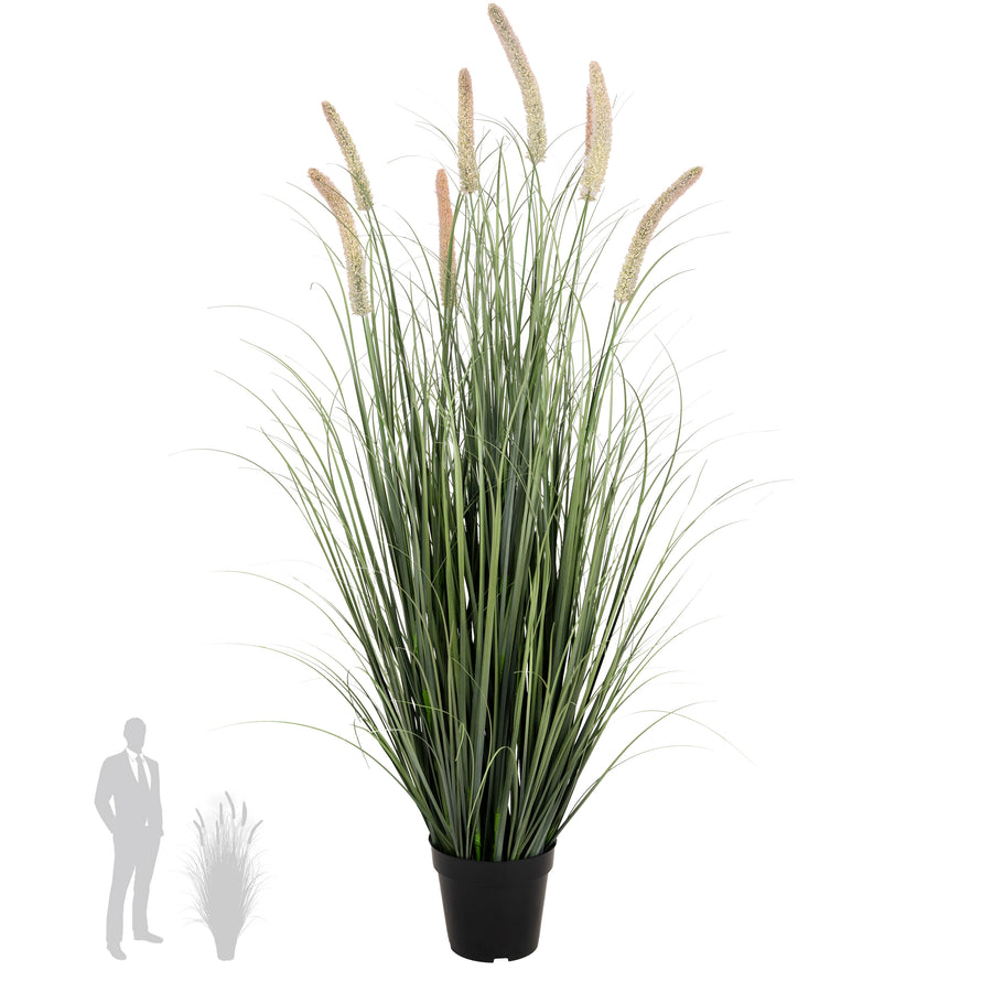 Iarba artificiala Onion Cattail 120 cm cu 8 flori roz