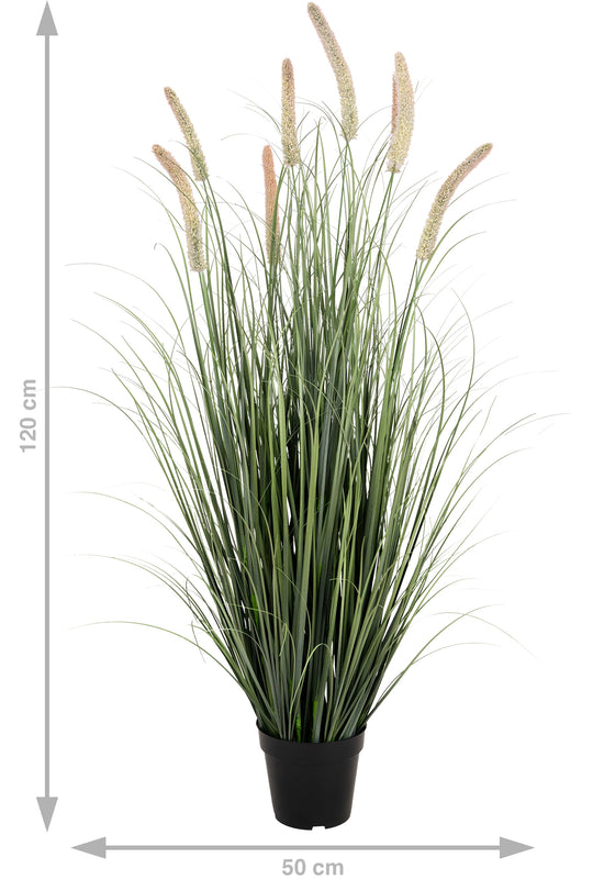 Iarba artificiala Onion Cattail 120 cm cu 8 flori roz