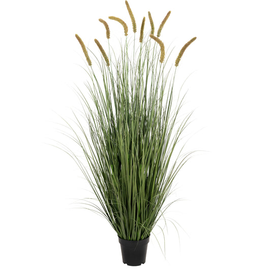 Iarba artificiala Onion Cattail 150 cm cu 10 flori verde cu galben
