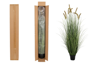 Iarba artificiala Onion Cattail 150 cm cu 10 flori verde cu galben