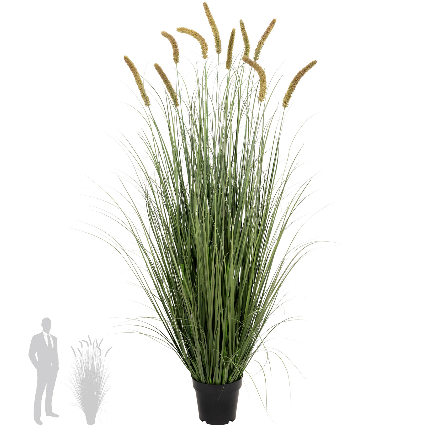 Iarba artificiala Onion Cattail 150 cm cu 10 flori verde cu galben
