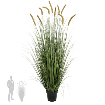 Iarba artificiala Onion Cattail 150 cm cu 10 flori verde cu galben