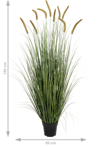 Iarba artificiala Onion Cattail 150 cm cu 10 flori verde cu galben