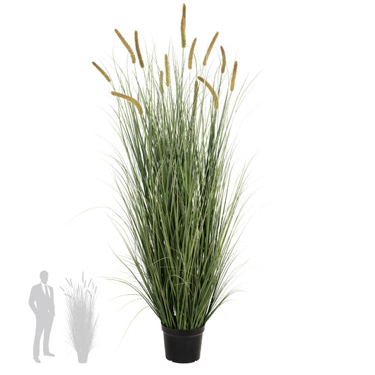 Iarba artificiala Onion Cattail 180 cm cu 14 flori verde cu galben