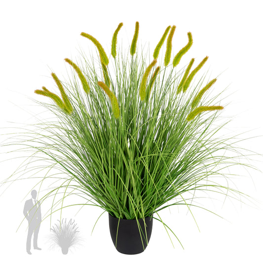 Iarba artificiala Onion Dogtail 100 cm cu 15 flori verzi
