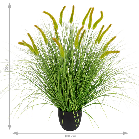 Iarba artificiala Onion Dogtail 100 cm cu 15 flori verzi