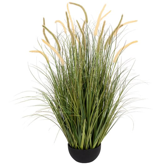 Iarba artificiala Onion Dogtail 110 cm cu 18 flori alb cu verde