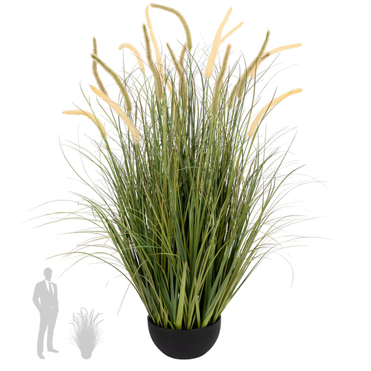 Iarba artificiala Onion Dogtail 110 cm cu 18 flori alb cu verde