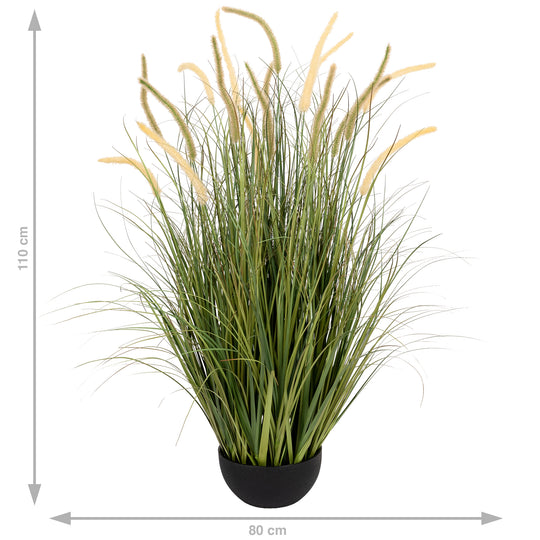 Iarba artificiala Onion Dogtail 110 cm cu 18 flori alb cu verde