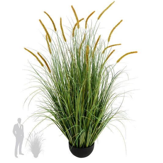 Iarba artificiala Onion Dogtail 120 cm cu 17 flori rosii