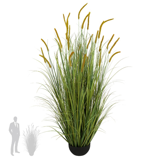 Iarba artificiala Onion Dogtail 150 cm cu 26 flori rosii
