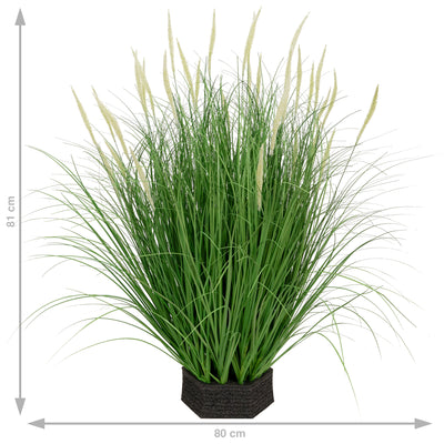 Iarba artificiala Onion Dogtail 81 cm cu 33 flori albe