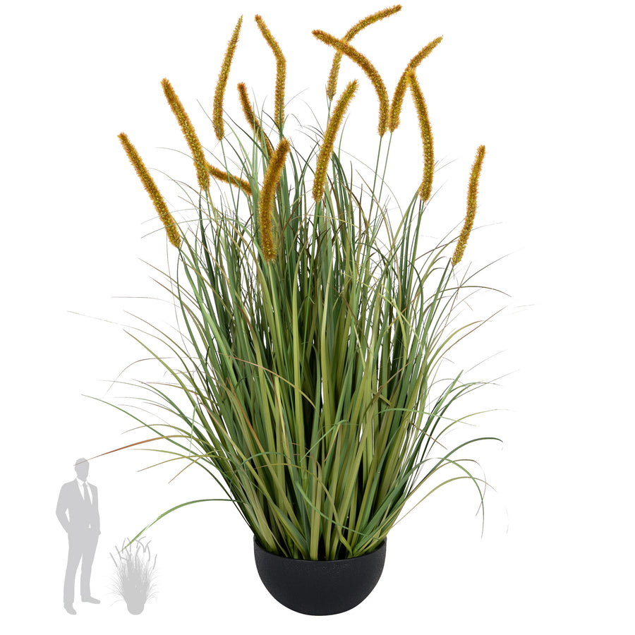 Iarba artificiala Onion Dogtail 90 cm cu 13 flori rosii
