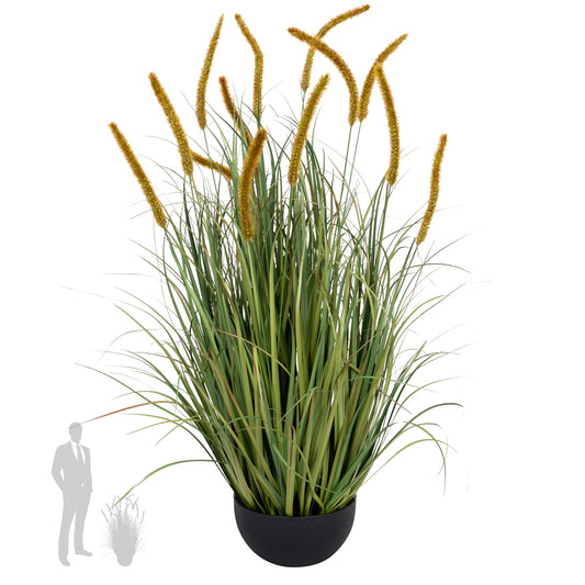 Iarba artificiala Onion Dogtail 90 cm cu 13 flori rosii