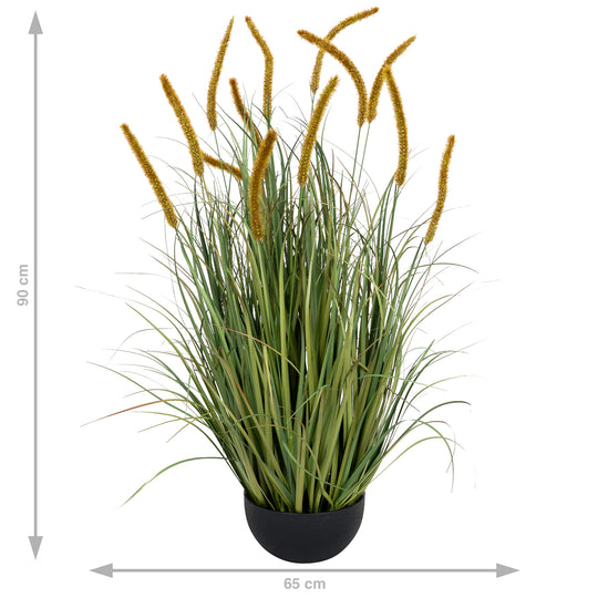 Iarba artificiala Onion Dogtail 90 cm cu 13 flori rosii