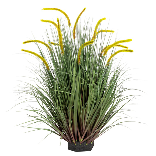 Iarba artificiala Onion Dogtail 90 cm cu 13 flori rosu cu verde