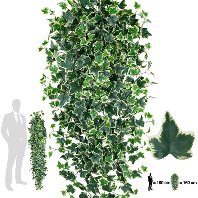 Iedera artificiala H180cm cu 850 frunze verde cu alb