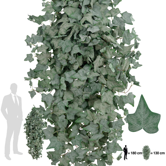 Iedera artificiala catifelata H130cm cu 570 frunze verde inchis