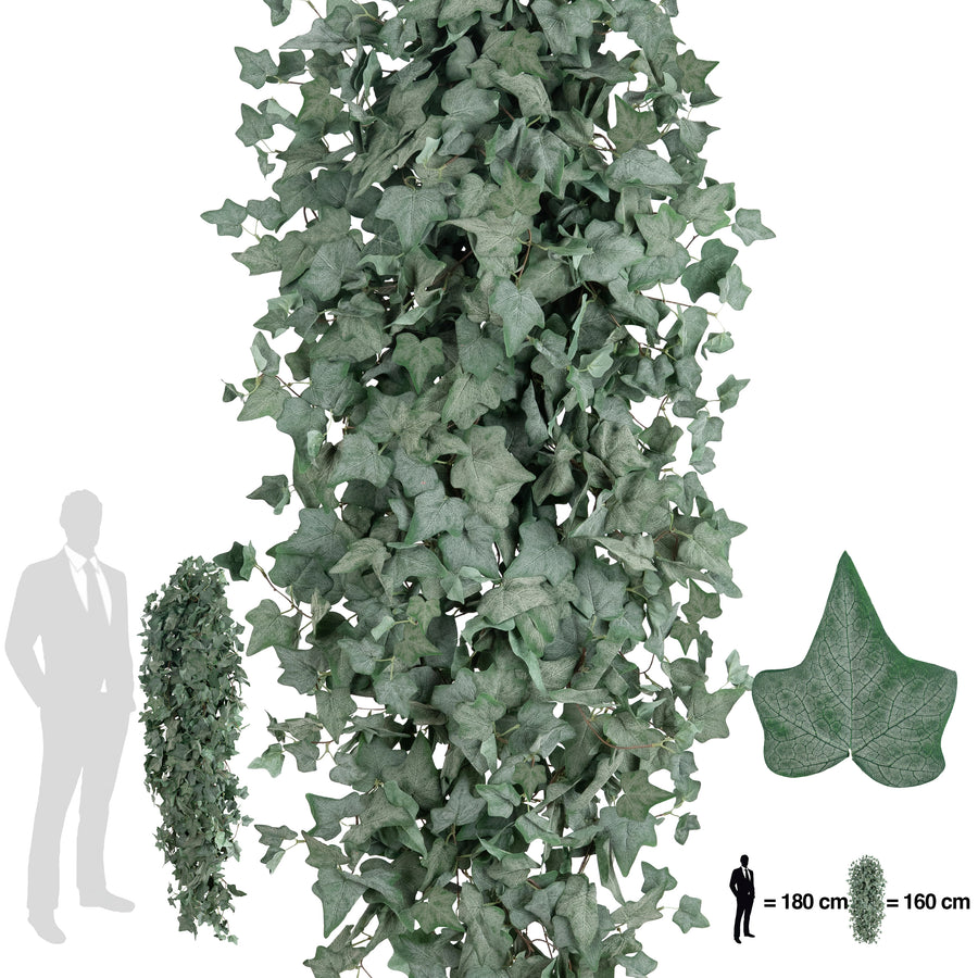Iedera artificiala catifelata H180cm cu 850 frunze verde inchis