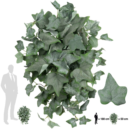 Iedera artificiala catifelata H50cm cu 128 frunze verde deschis