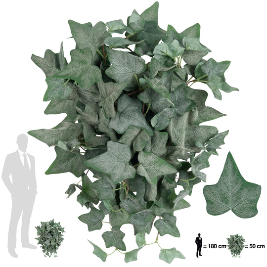 Iedera artificiala catifelata H50cm cu 128 frunze verde inchis