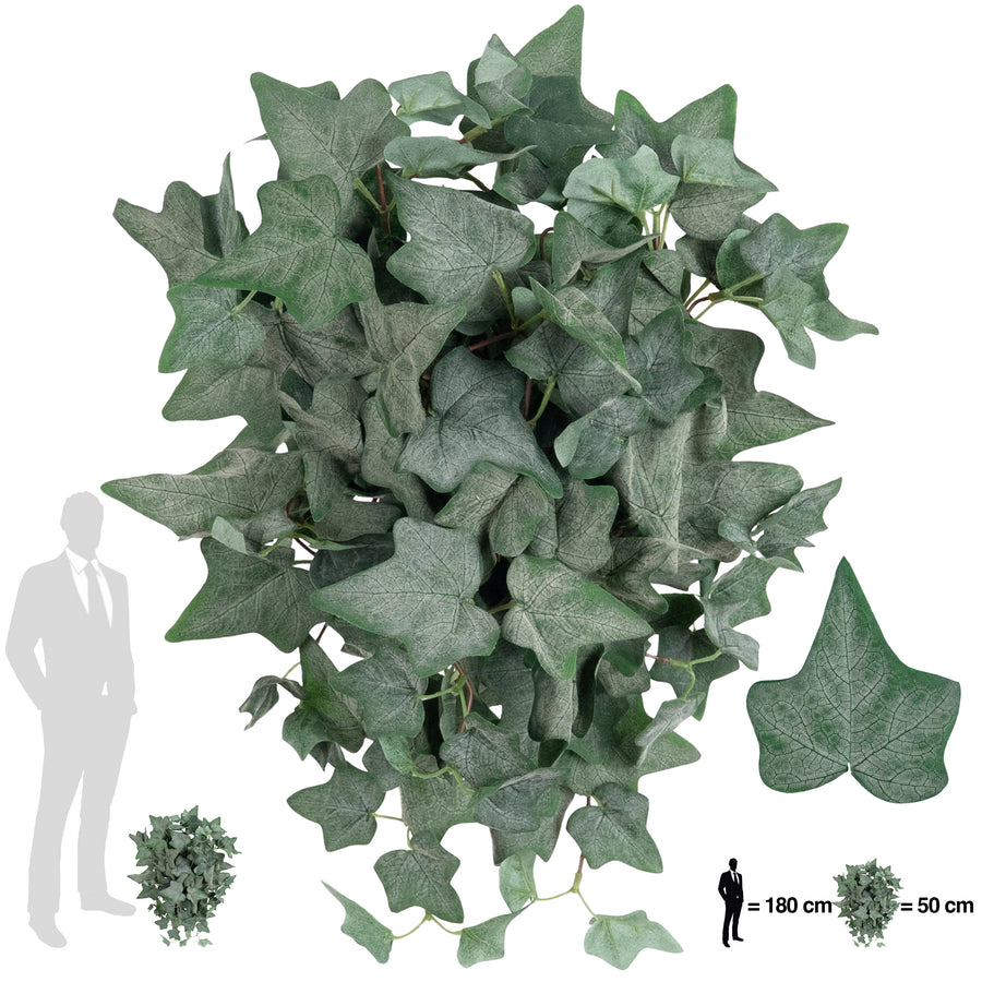 Iedera artificiala catifelata H50cm cu 128 frunze verde inchis
