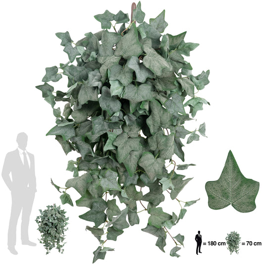 Iedera artificiala catifelata H70 cm cu 202 frunze verde inchis