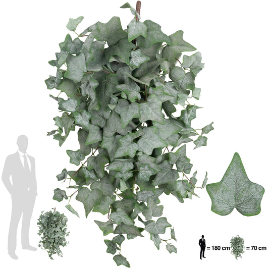 Iedera artificiala catifelata H70 cm cu 202 frunze verde inchis si deschis