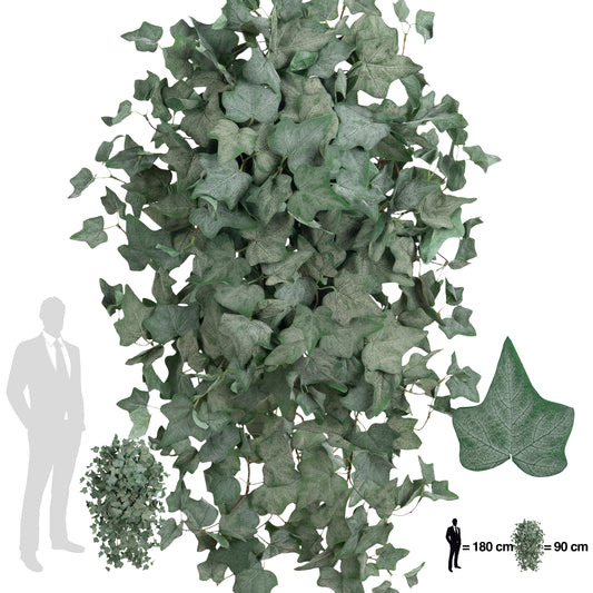 Iedera artificiala catifelata H90 cm cu 352 frunze verde inchis