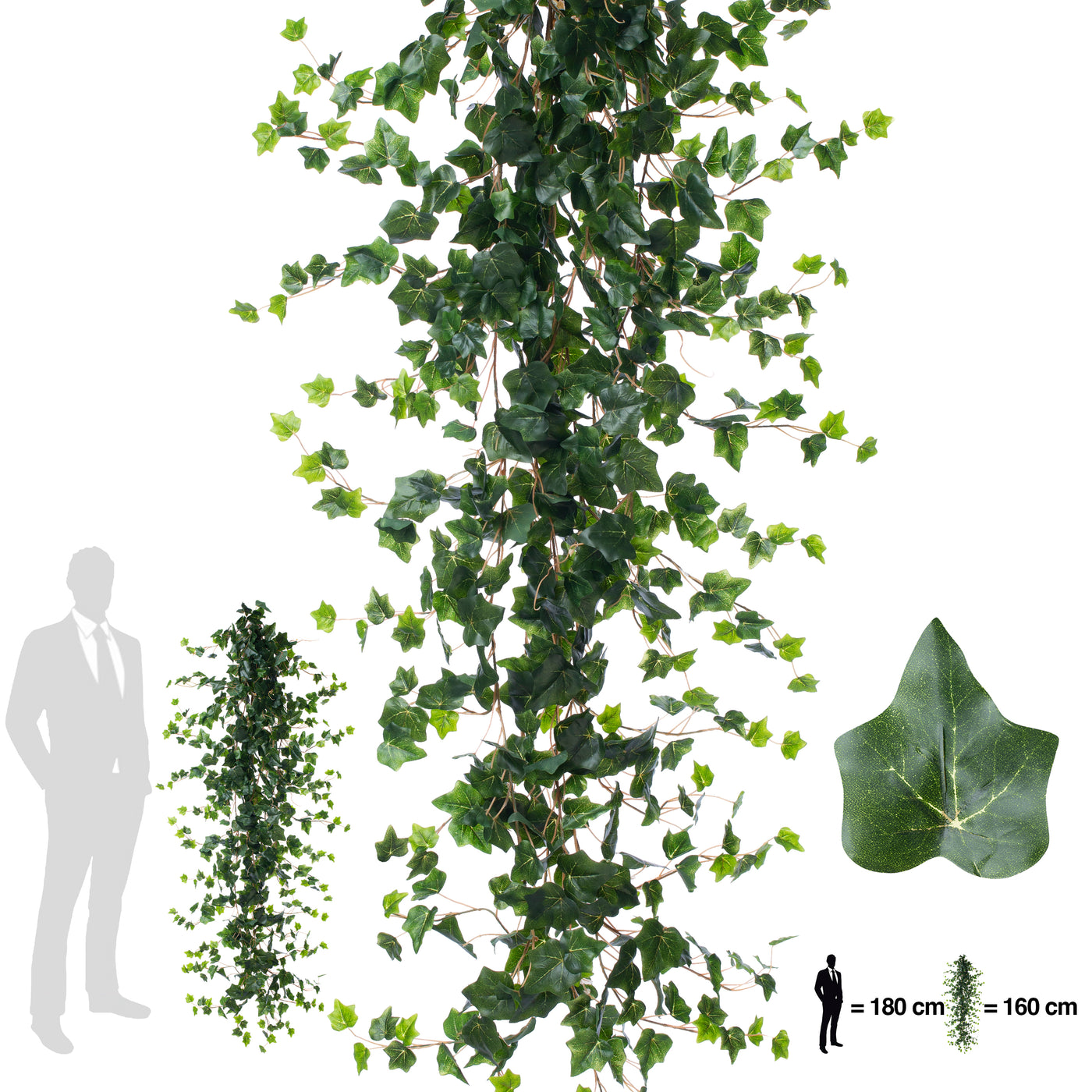 Iedera artificiala curgatoare 160 cm verde inchis cu protectie UV