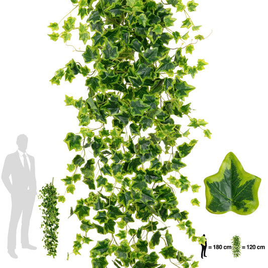 Iedera artificiala H120cm cu frunze verde cu galben pentru exterior cu protectie UV