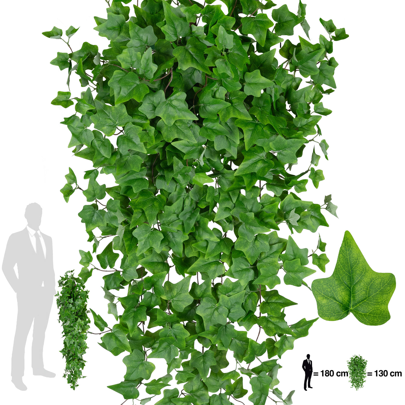 Iedera artificiala H130cm cu 570 frunze verde deschis