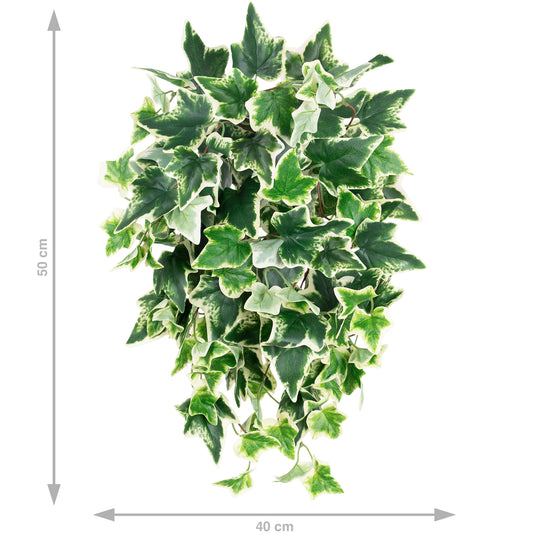 Iedera artificiala H50cm cu 128 frunze verde cu alb