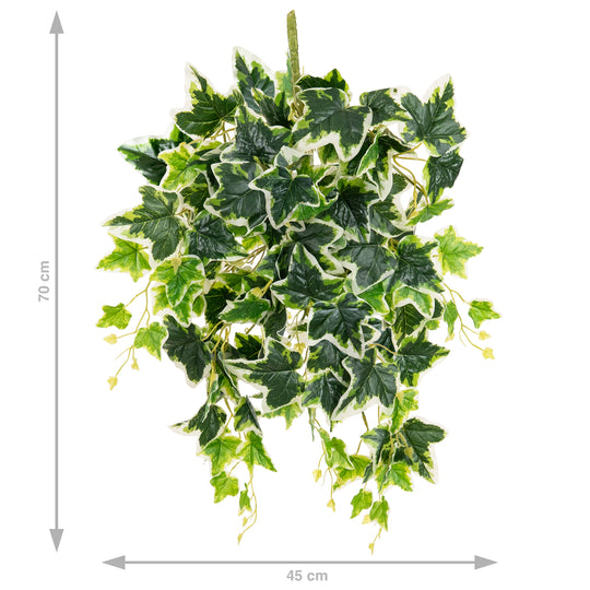 Iedera artificiala H75cm cu frunze verde cu alb pentru exterior cu protectie UV
