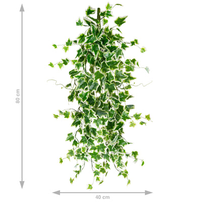 Iedera artificiala H80cm cu frunze verde cu alb pentru exterior cu protectie UV