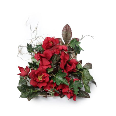 Inel pentru lumanare cu flori rosii D15 cm HO