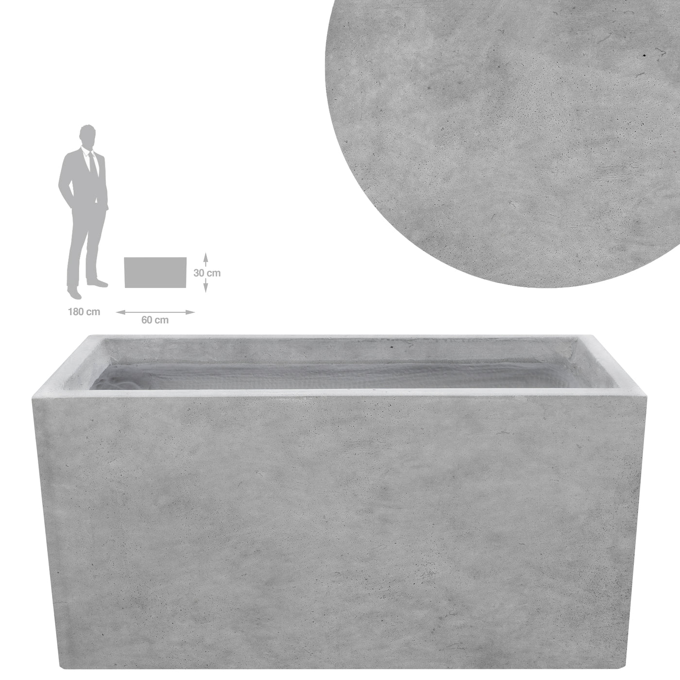 Jardiniera pt plante 60x26x30 cm. gri ciment