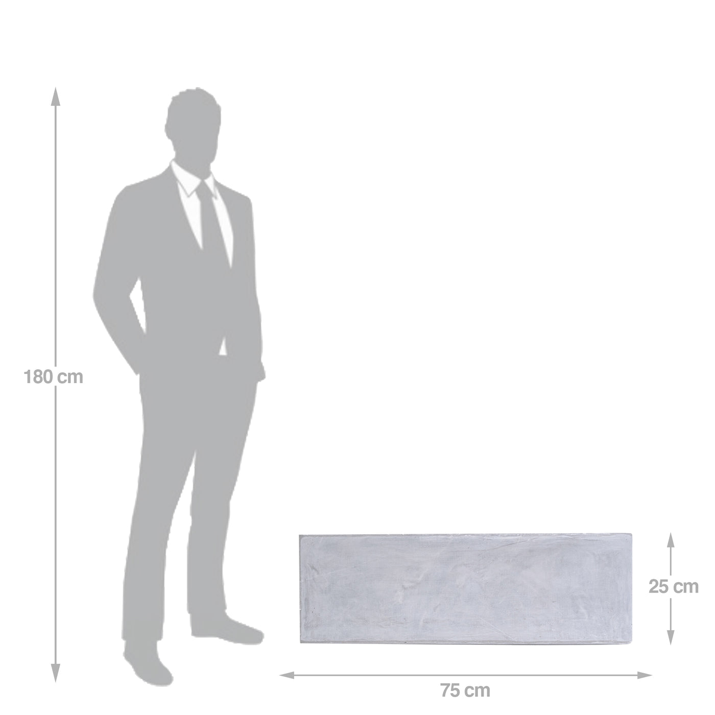 Jardiniera pt plante 75x24x25 cm. gri ciment