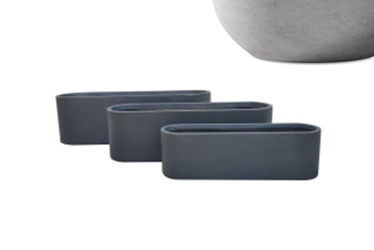 Jardiniera Round L117xW35xH35 cm gri ciment