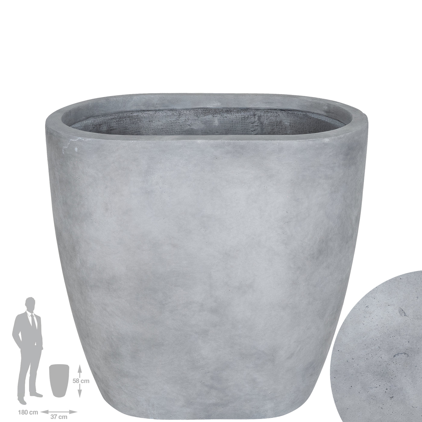 Jardiniera Round Wall L58xW37xH58 cm gri ciment