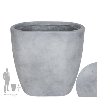 Jardiniera Round Wall L58xW37xH58 cm gri ciment