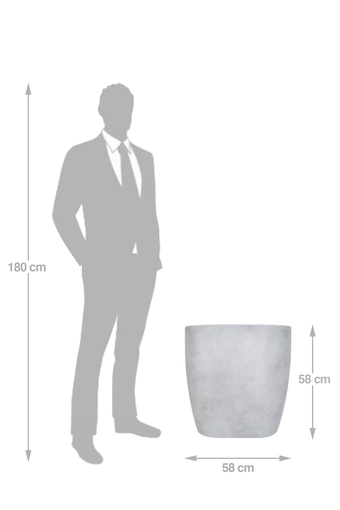 Jardiniera Round Wall L58xW37xH58 cm gri ciment