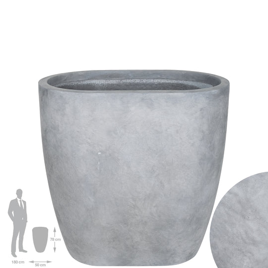 Jardiniera Round Wall L78xW50xH78 cm gri ciment