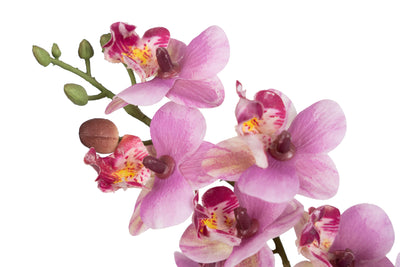 Mini Orhidee artificiala roz cu alb cu aspect natural H30 cm cu 3 tulpini